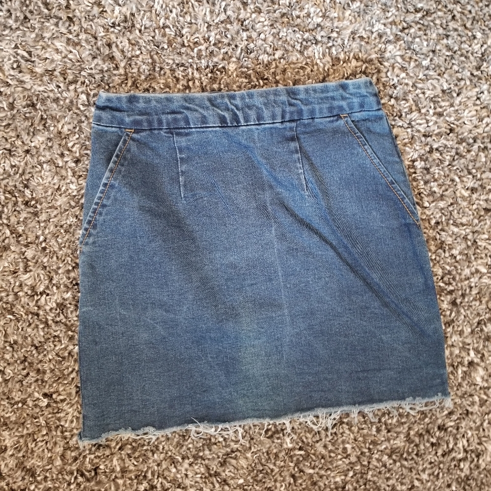 Dark blue denim pencil skirt